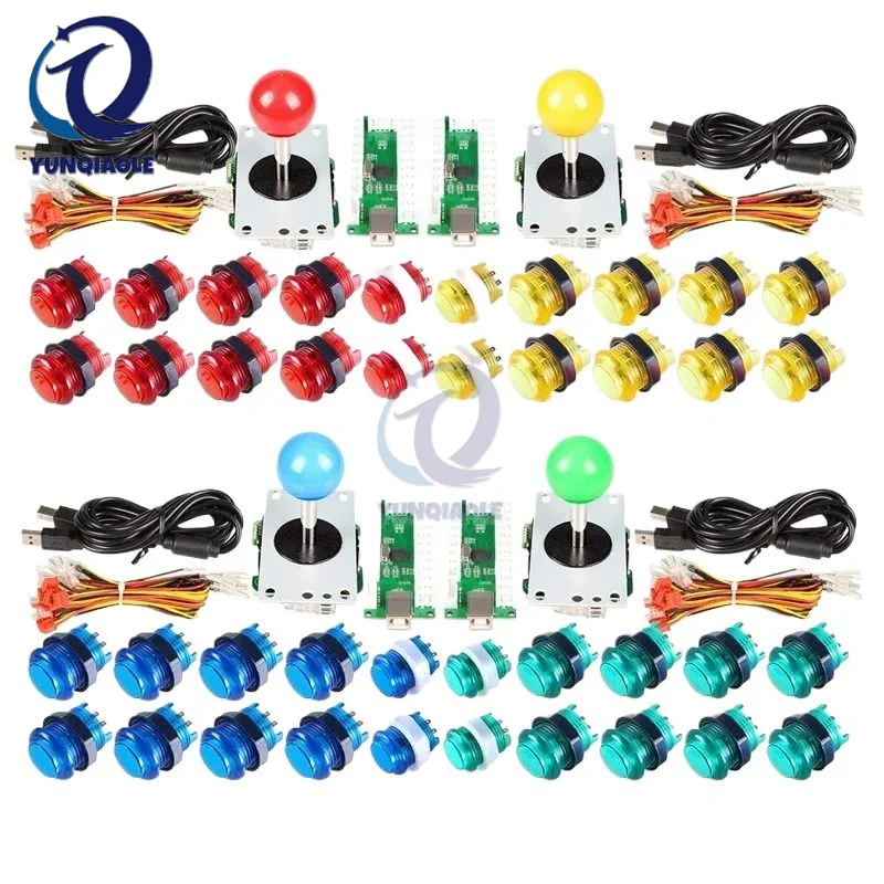 4 Player Classic Diy Arcade Joystick Kit Parts Usb Encoder To Pc Controls Games + 4/8 Way Stick + 5v Led Illuminated Push Button
