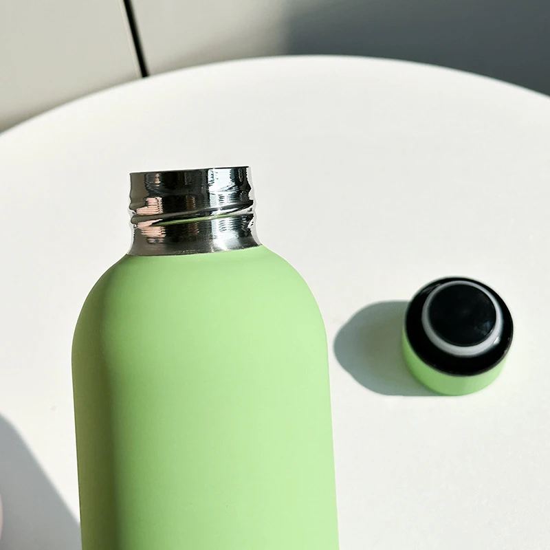 Custom Logo 500ml Drink Bottle Stainless Steel Double Wall Vaccum Flask Thermos Thermal Rubber Paint Matte Sports Water Bottle