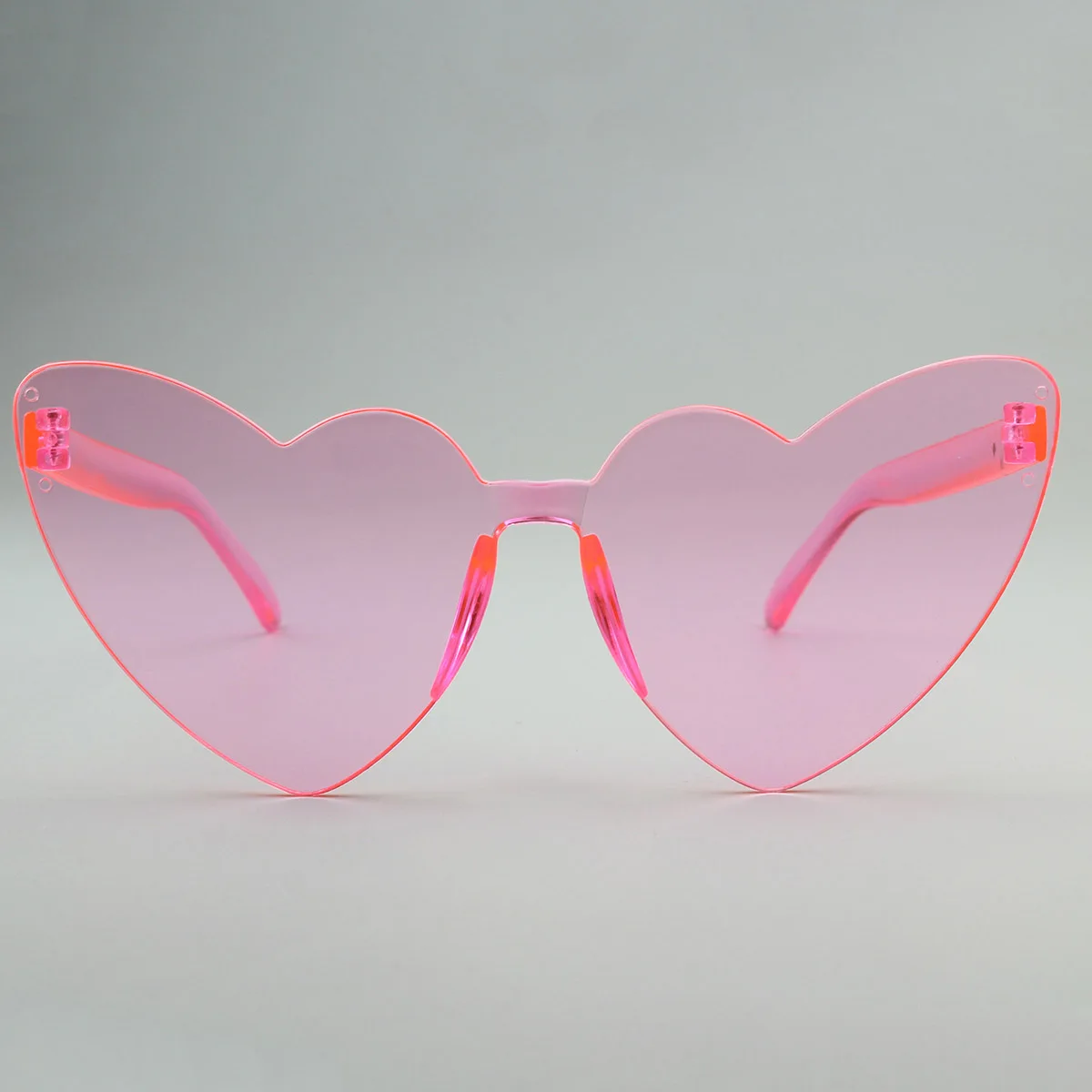 Love Heart Shape Sunglasses Women Rimless Frame Tint Clear Lens Colorful Sun Glasses Female Red Pink Yellow Shades Travel