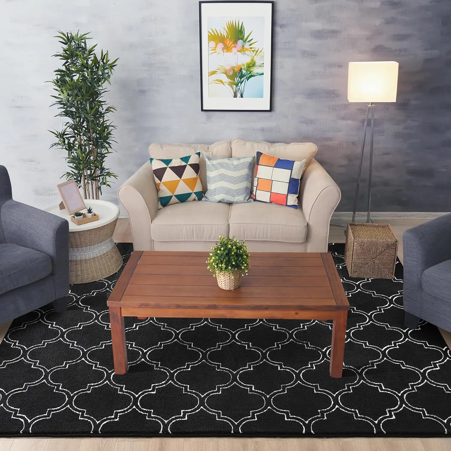 Lahome Washable Green Rugs for Living Room Area Rugs Woven Boho  Modern    Cotton Reversibl Low Pile Carpet