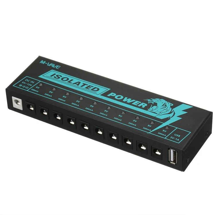 M-VAVE Guitar Pedal Power Guitar Effector Power Supply 10 Isolated DC Output Isolated Power