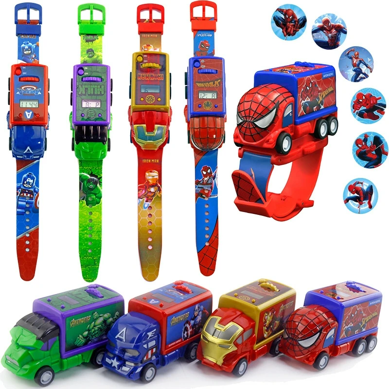 
Kids Hot Cartoon Bricks Digital Car Watch Digital Electronic Car Watch Toys for Kids Spiderman Bracelet 