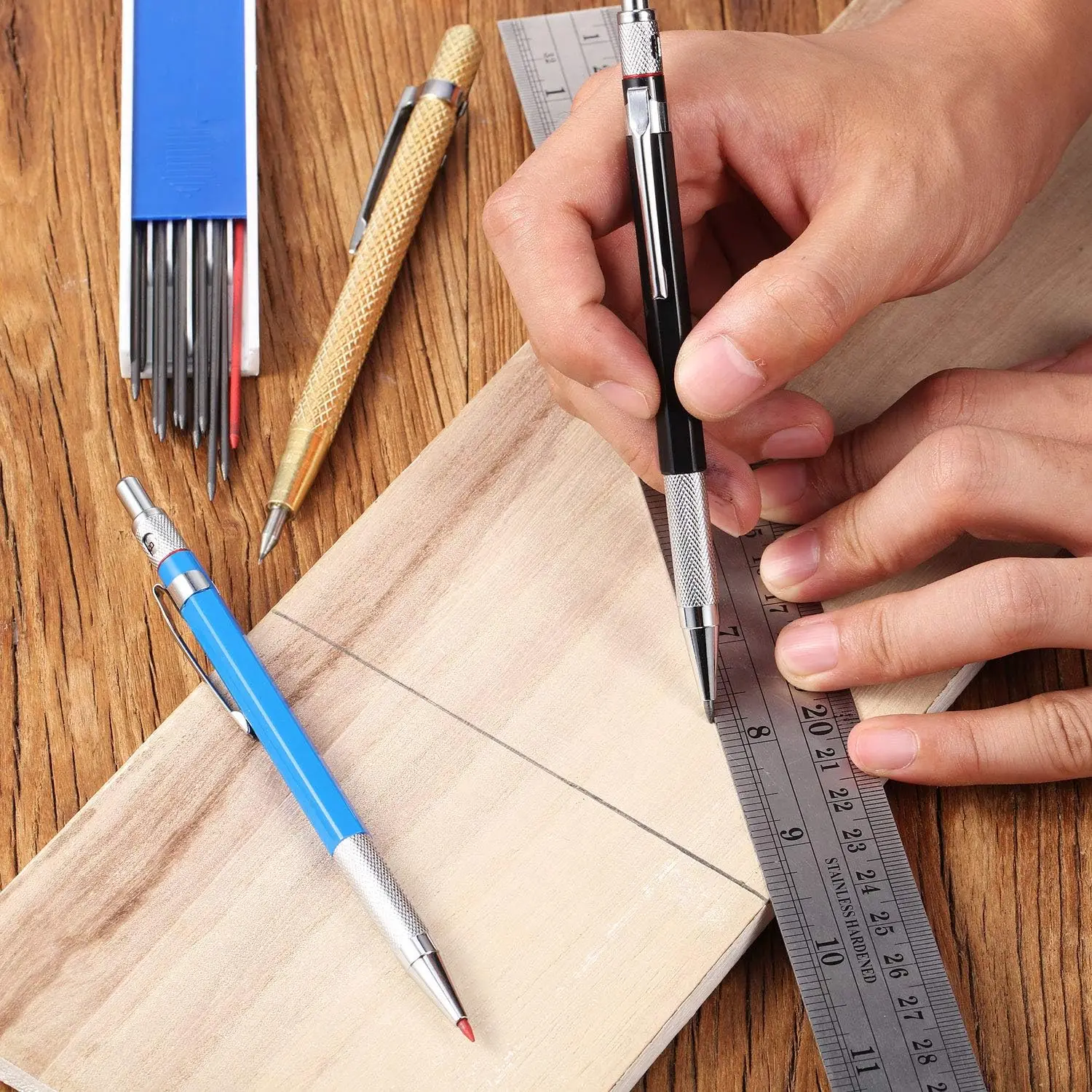 15pcs Carpenter Pencils with Marker Refills and Carbide Scriber Tool for Glass Ceramics  Steel  Carpenter Pencil  Marking Tool