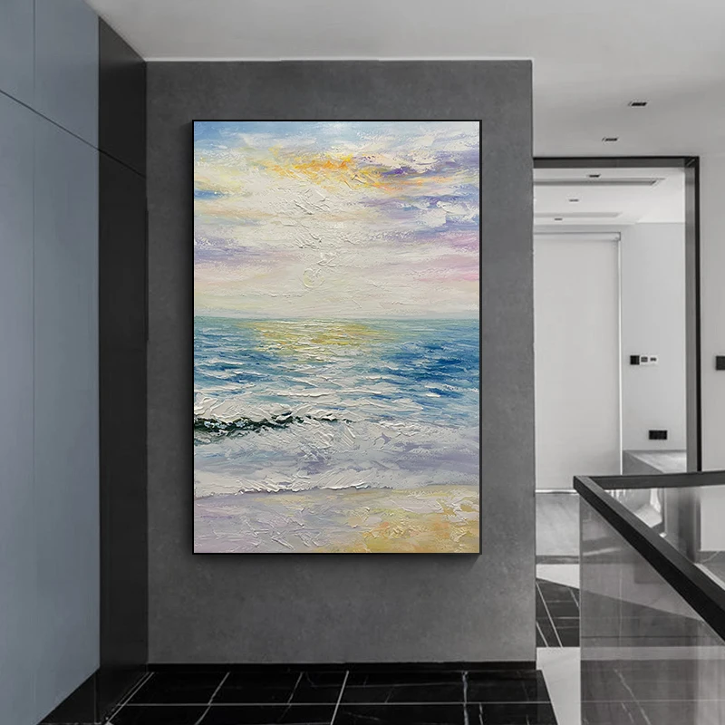 Impressionist Colorful Seascape Painting Scenery Canvas Custom Decorative Home Landscape Living