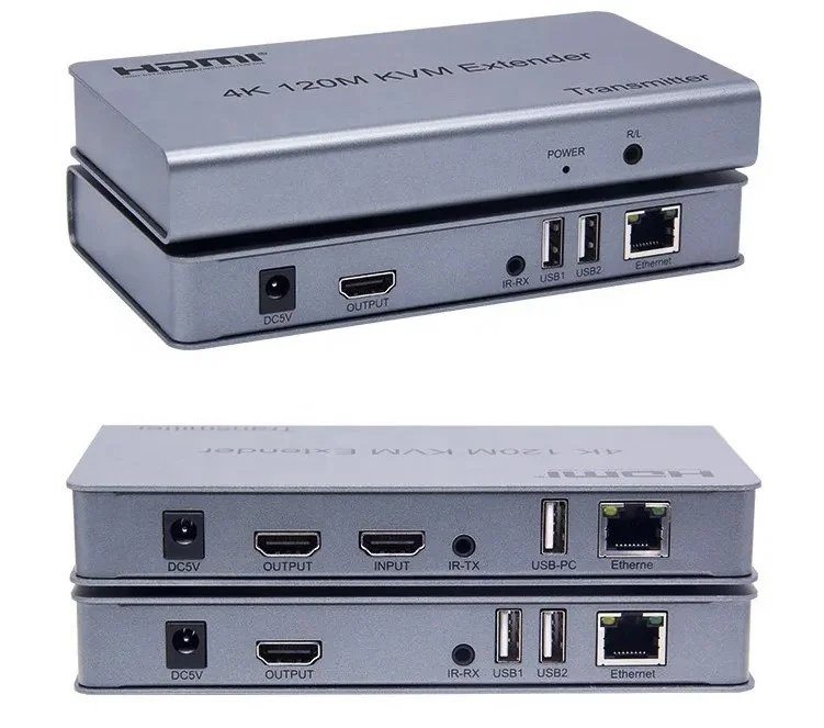 Extend Signal 120M 4K 1080P 3D HDMI Lan KVM USB Extender Over IP  Ethernet Cat5e Cat6 With IR Transmitter and Receiver