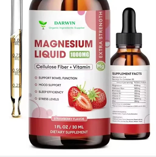 Private Label OEM Fiber Bromelain Vitamin C Magnesium Glycinate Supplement Magnesium Liquid Drops
