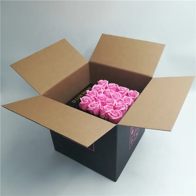 Accept Custom Logo Flower Shipping Box Corrugated Paper Carton Packaging Rose Box Hot Sale