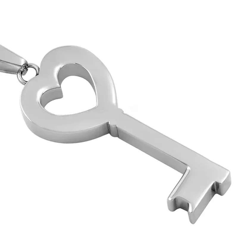Titanium Steel LOVE Key Pendant Perfume Bottle Urn Necklace for Men Women Stainless Steel Jewelry for Ashes Memorialization