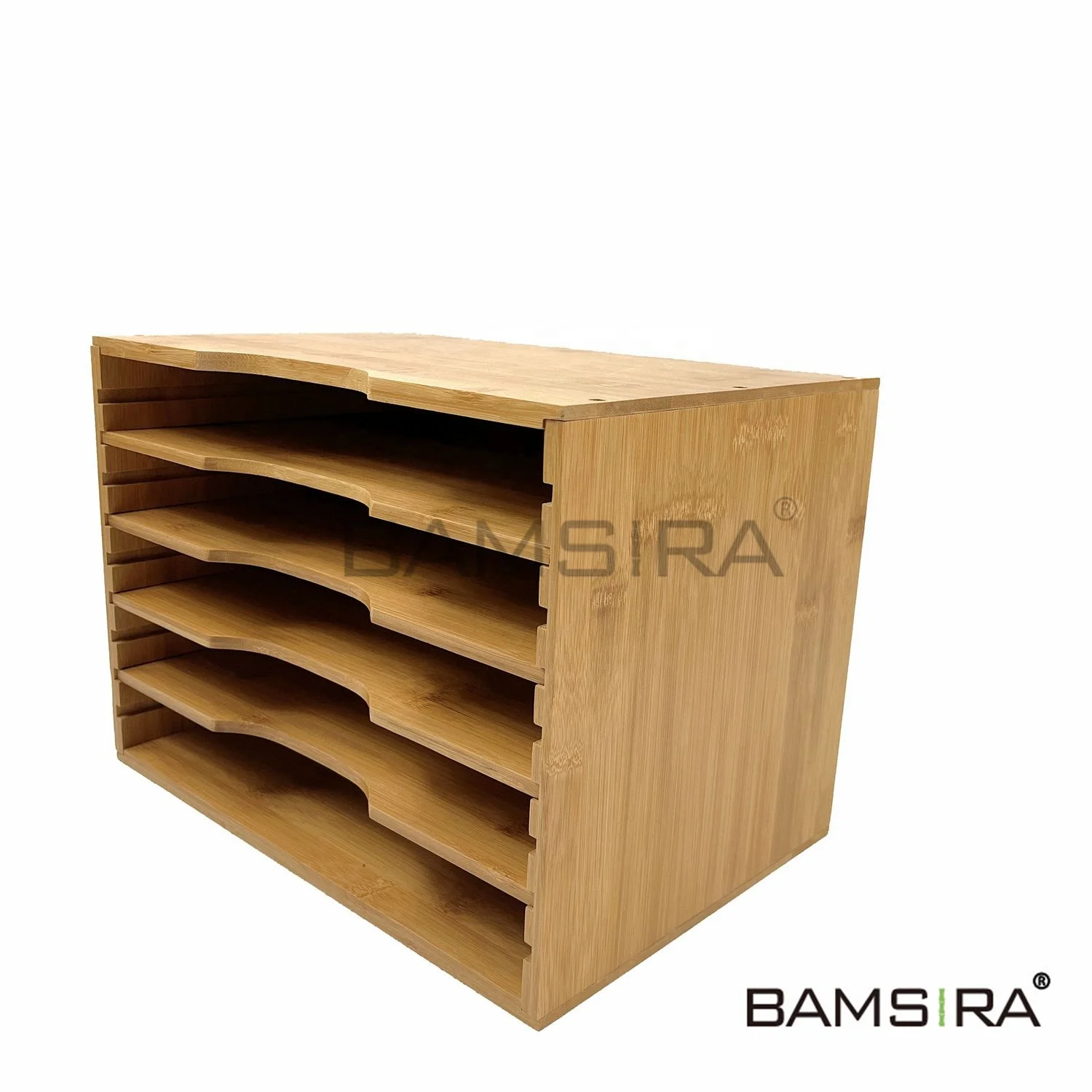 Height Adjustable Bamboo Wood File Organizer With 4 Dividers 100% Bamboo Desk Organizer File Organizer