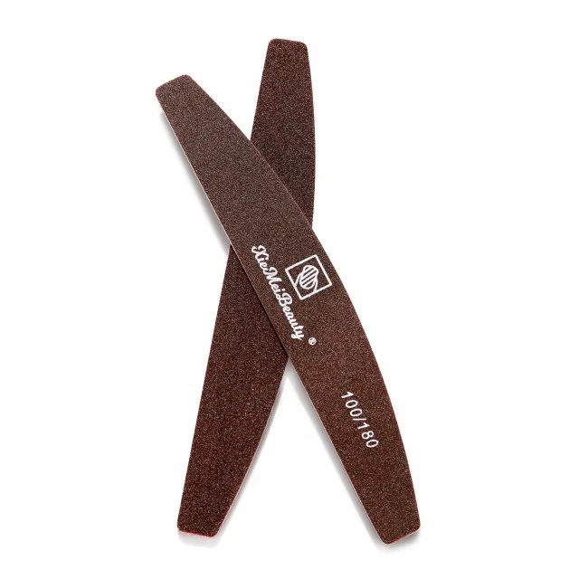 Promotional Brown Washable Half Round Nail File 100/120 150/180 Grit Sandpaper Lasting Manicure Files