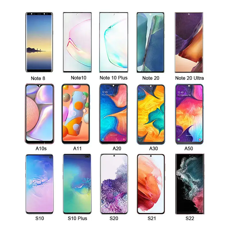 Дисплей для телефонов Samsung Galaxy A12 A13 A20 A22 A32 Note 8 10 20 S9 S10 Plus S21