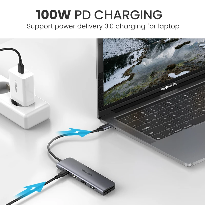 Высококачественный концентратор Ugreen USB C переключатель Type-C на 3 0 совместимый с HDMI конвертер 100 Вт PD зарядное устройство для телефона ноутбука Mac