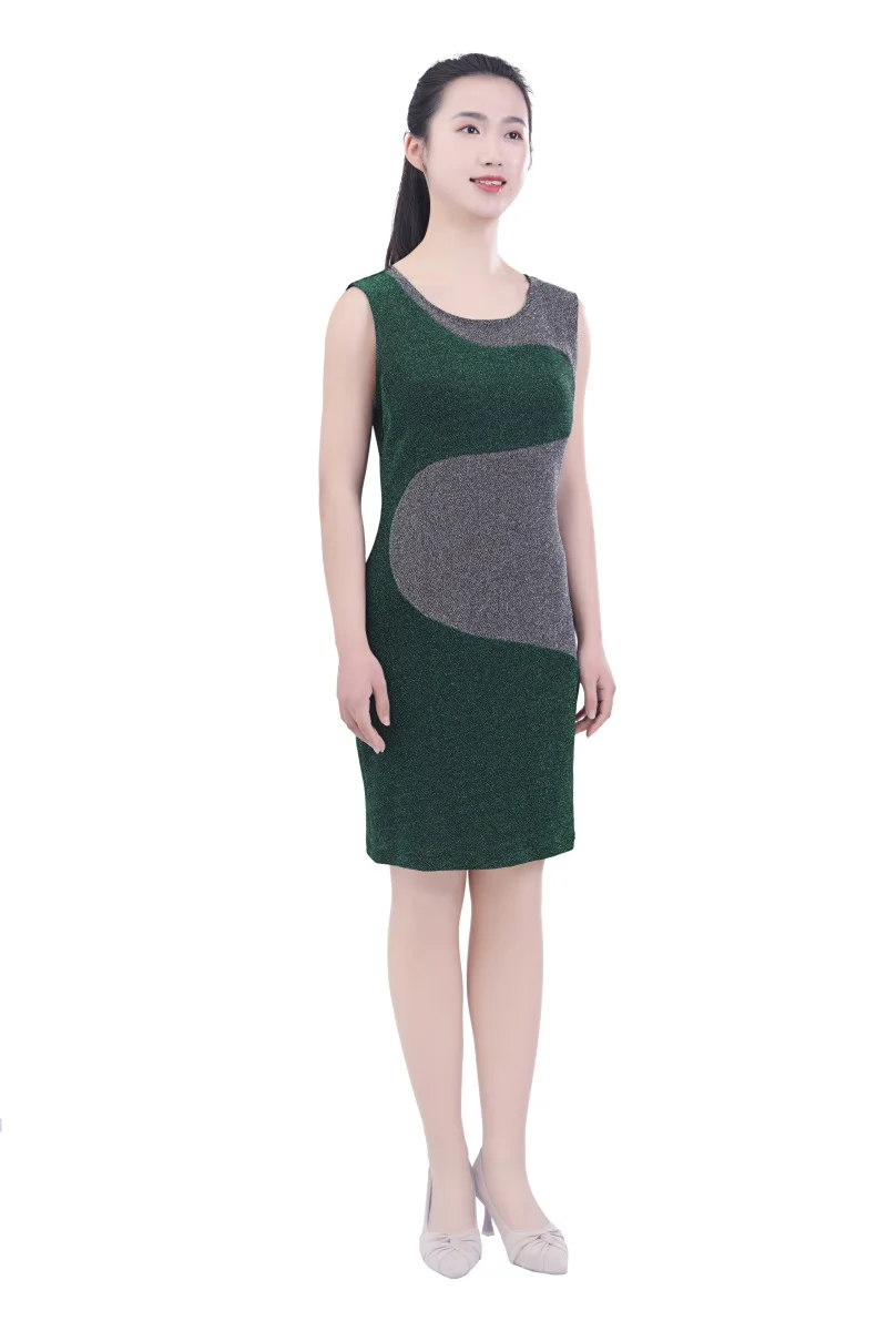 Стильное и красивое женское платье из 100% полиэстера с круглым вырезом