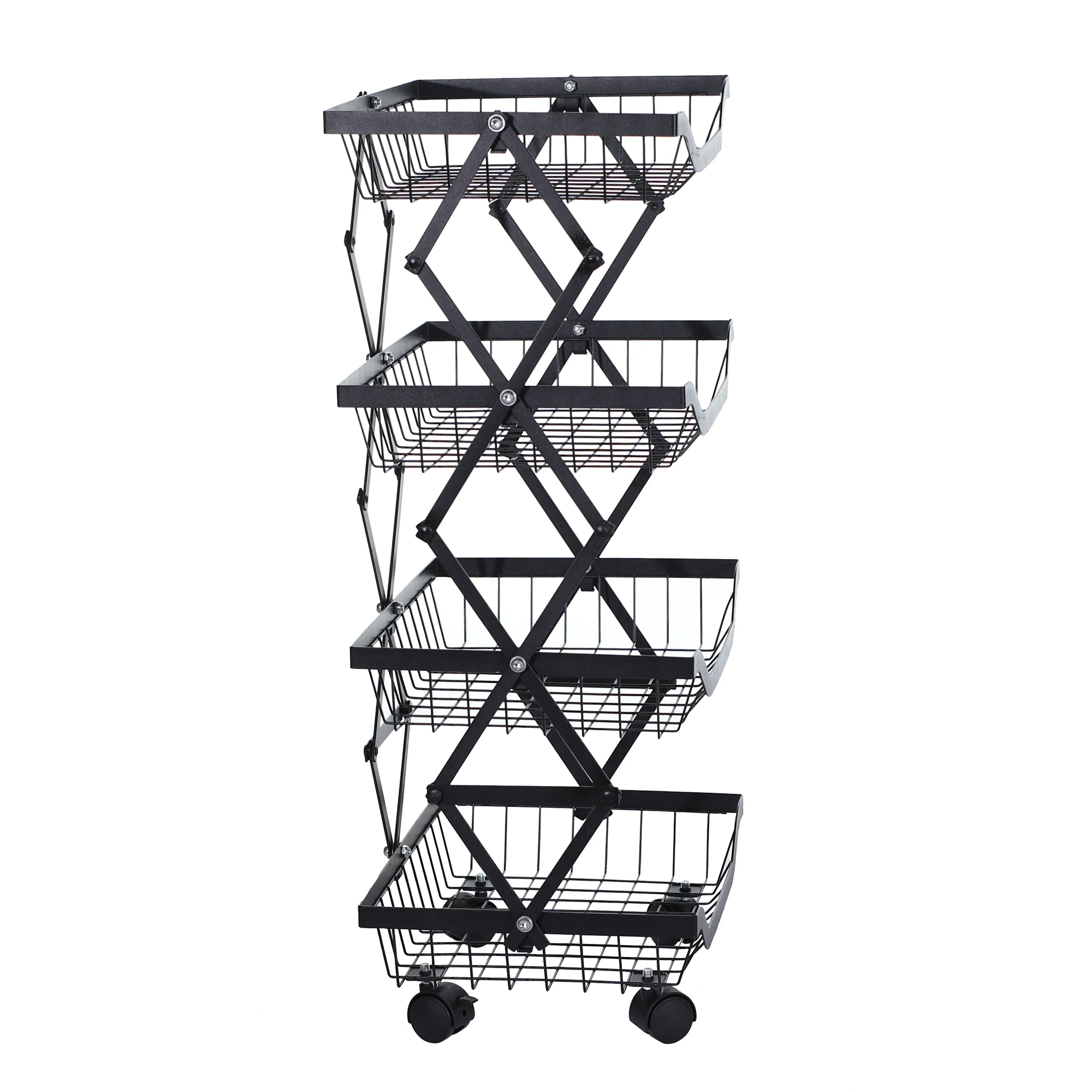 Kitchen Rack Folding Floor Fruit Basket Removable Vegetable Storage Rack Household