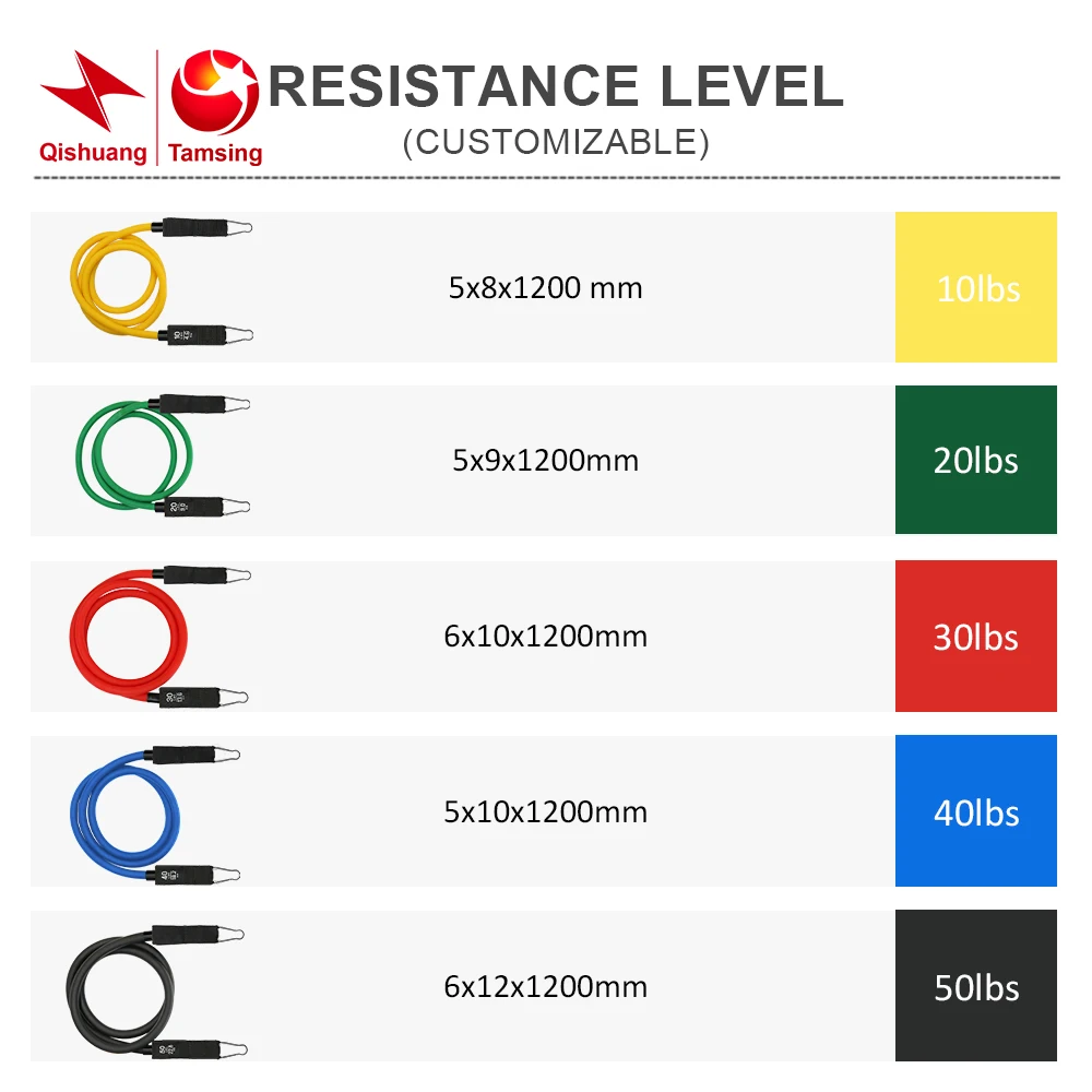 custom logo 11pcs/set 150 lbs Fitness Equipment Tube Band TPE  Pull up bands resistance tube set