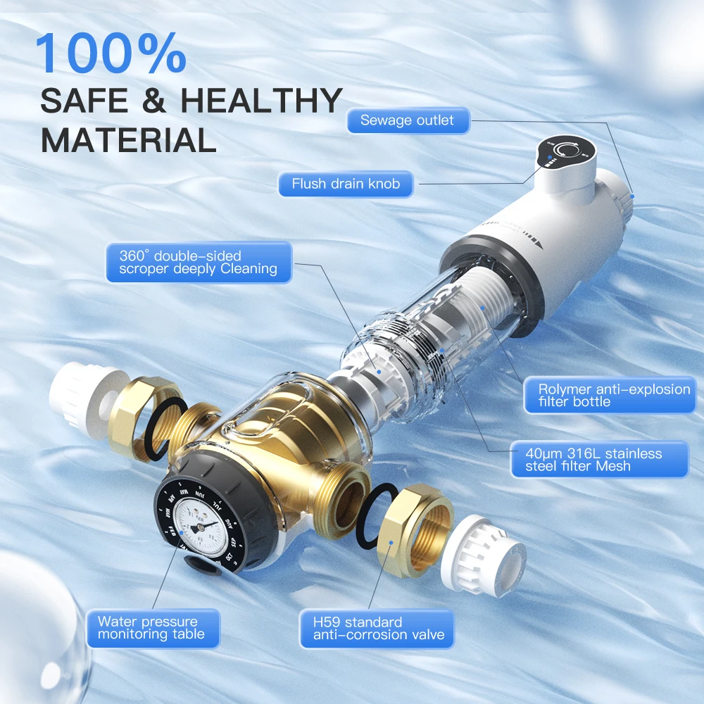 Best Design of Durable and Efficient Household Front Filter Water With 6T Water and 40 Micron Filtration for Sediment Control