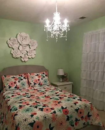 The Original Gypsy Color 4 Light Crystal White Hardwire Flush Mount Chandelier H17.5xW15, White Metal Frame with Clear Glass