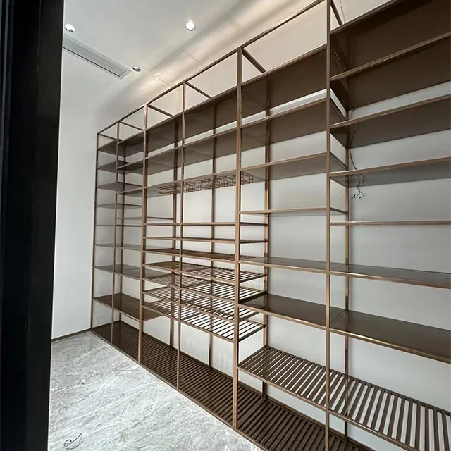 Luxury stainless steel wine rack wine storage display cabinet customized for restaurant bar