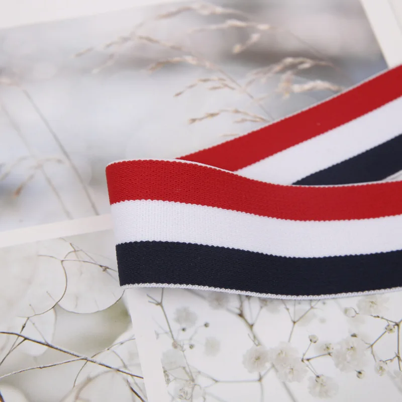 Spot 4cm elastic thickening edge strip inter-color nylon elastic belt shoes hat luggage color matching stripe elastic webbing
