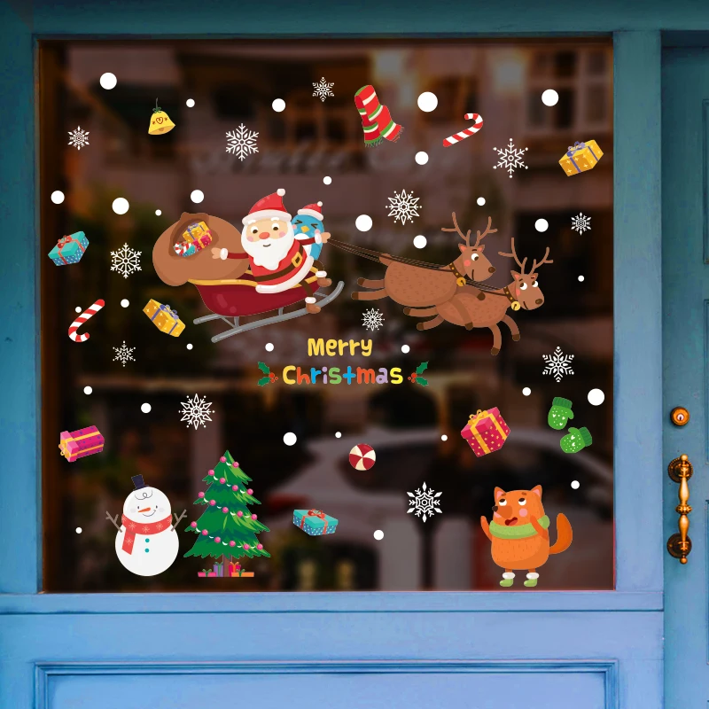 
HM92034ds Christmas Decoration Wall Window Glass Stickers, Santa Window Sticker 
