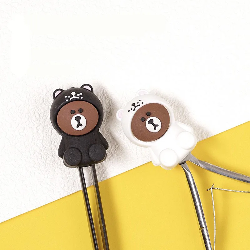 Cute Cartoon Silicone Bear Nail Dead Skin Scissors Protective Cover Manicure Tools Cuticle Nipper Tweezers Anti-fall Sleeve Cap