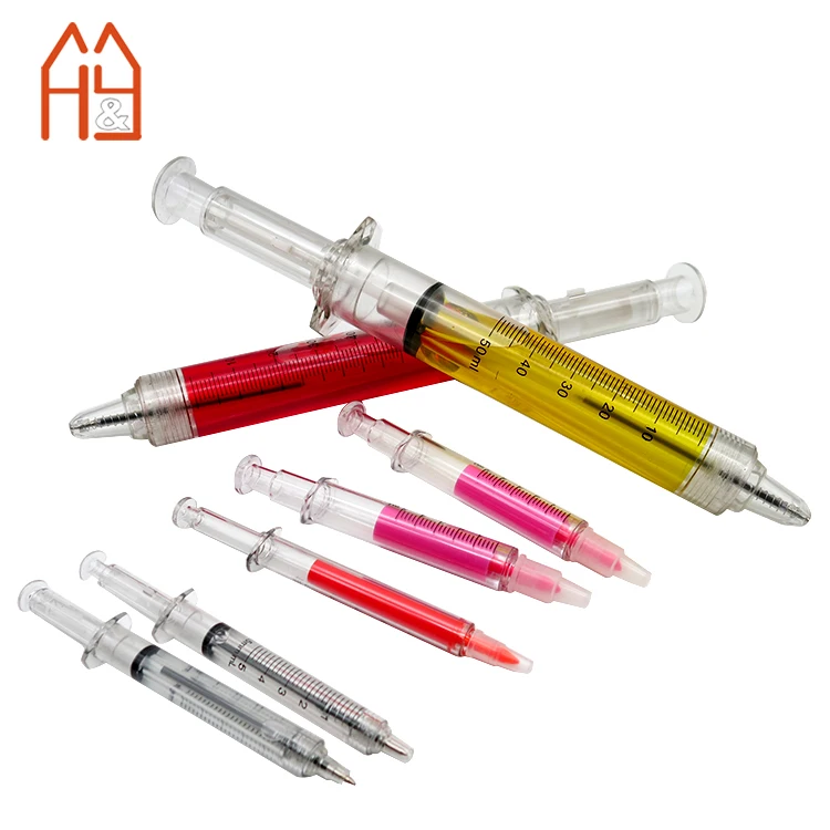 Promotional Medical Gift Novelty Injection Syringe Pens, Jumbo Size Liquid Syringe Ball Pen