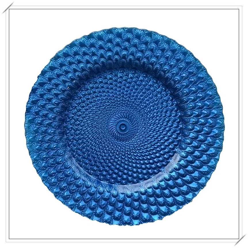 Wedding Blue Charger Plates Wholesale with Glitter