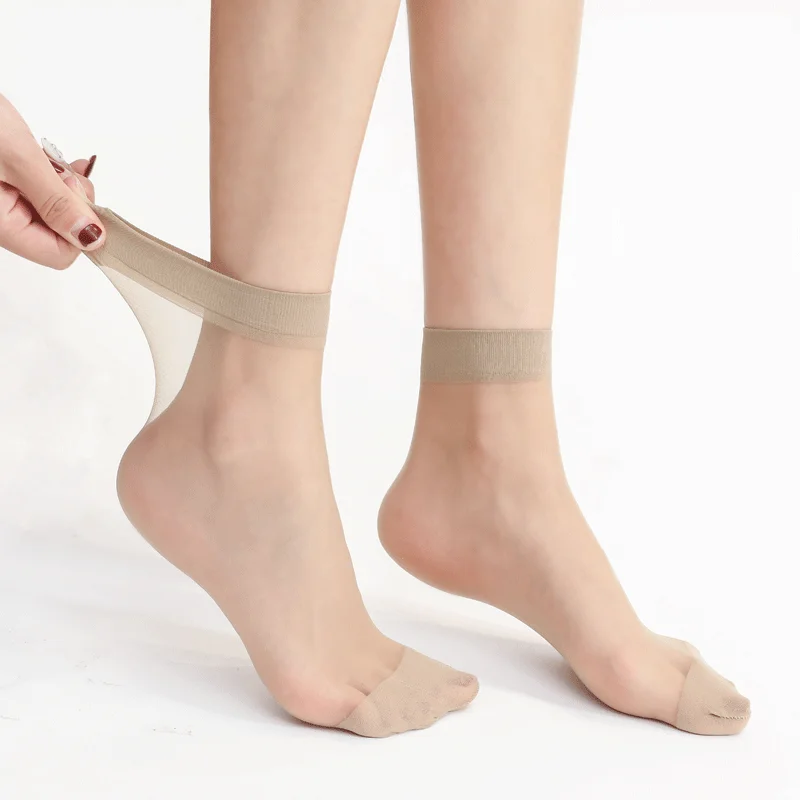 Elastic Breathable Nylon Thin Try On Socks Transparent Quarter Sheer Disposable Socks
