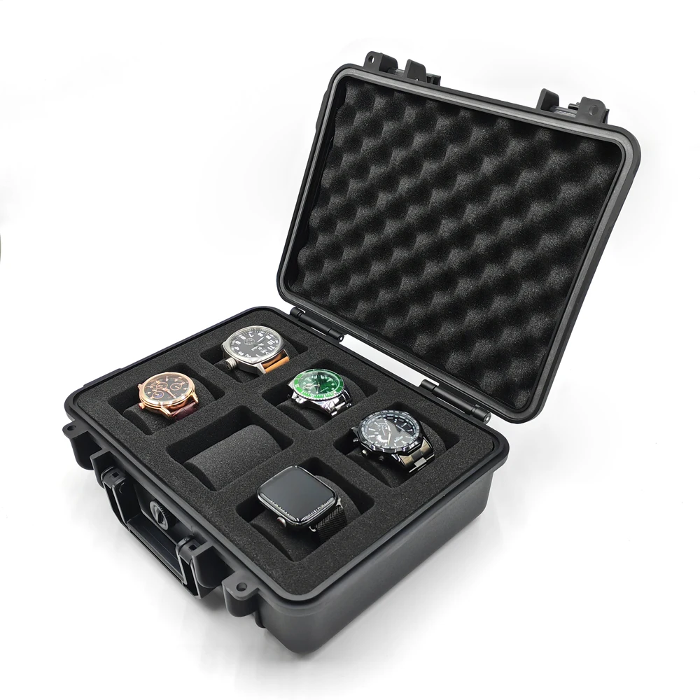 Six watches ABS/PP Alloy plastic waterproof watch box with foam/plastic watch case