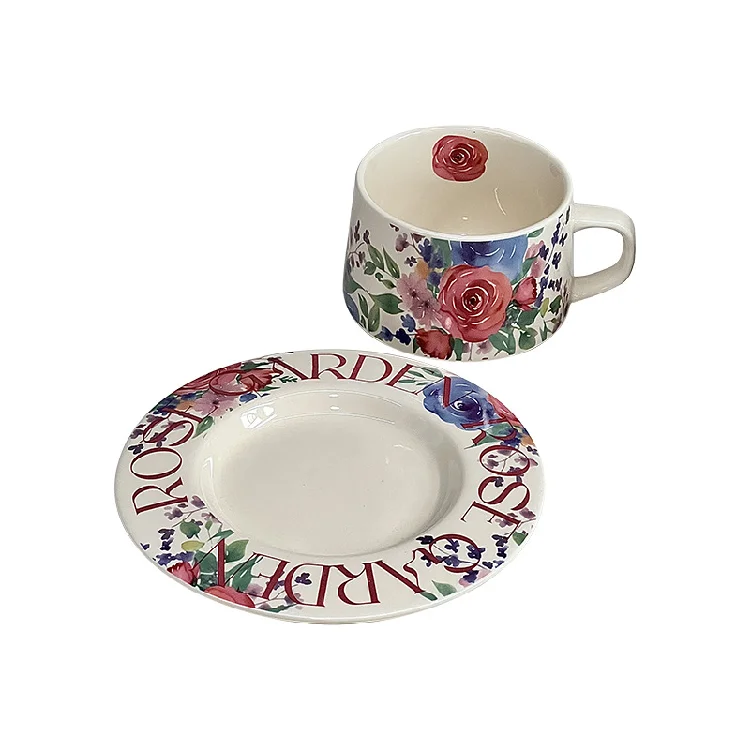 Vintage Floral Pattern Ceramic Cup with Underglaze Color IN Stock INs Style Design Tea Cup for Exquisite Afternoon Tea Set