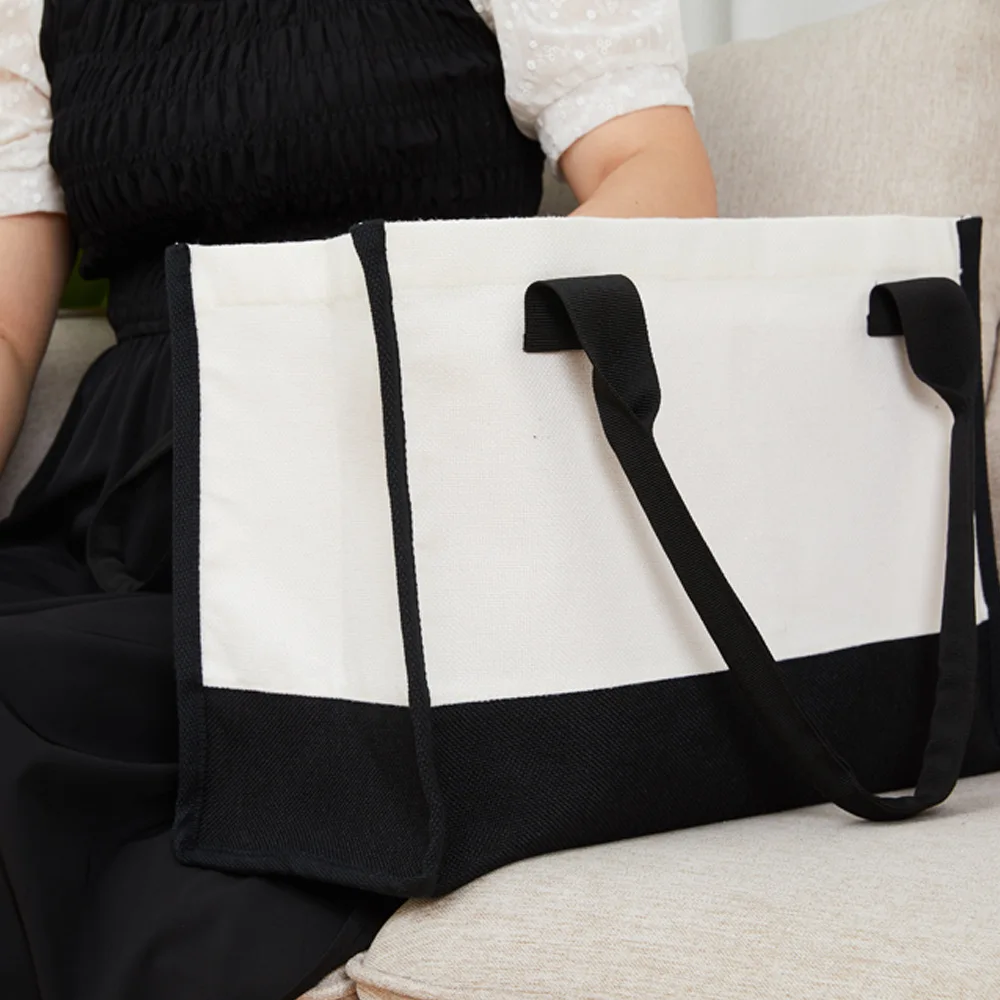 Sublimation Blank reusable natural Tote bag diy photo printed Linen cotton tote shopping bag For Women Girls