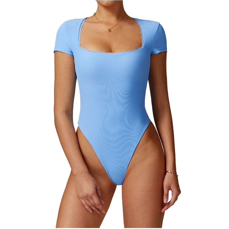 Женское Спортивное Боди и комбинезон с кружевной спинкой для йоги балета танцев фитнеса Облегающий