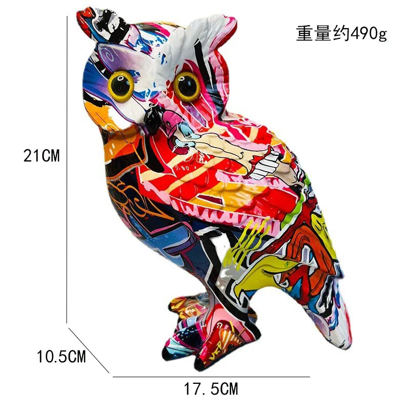 printing owl Animal Resin Statue  living room home decor Resin graffiti Animal owl Standing figure Craft
