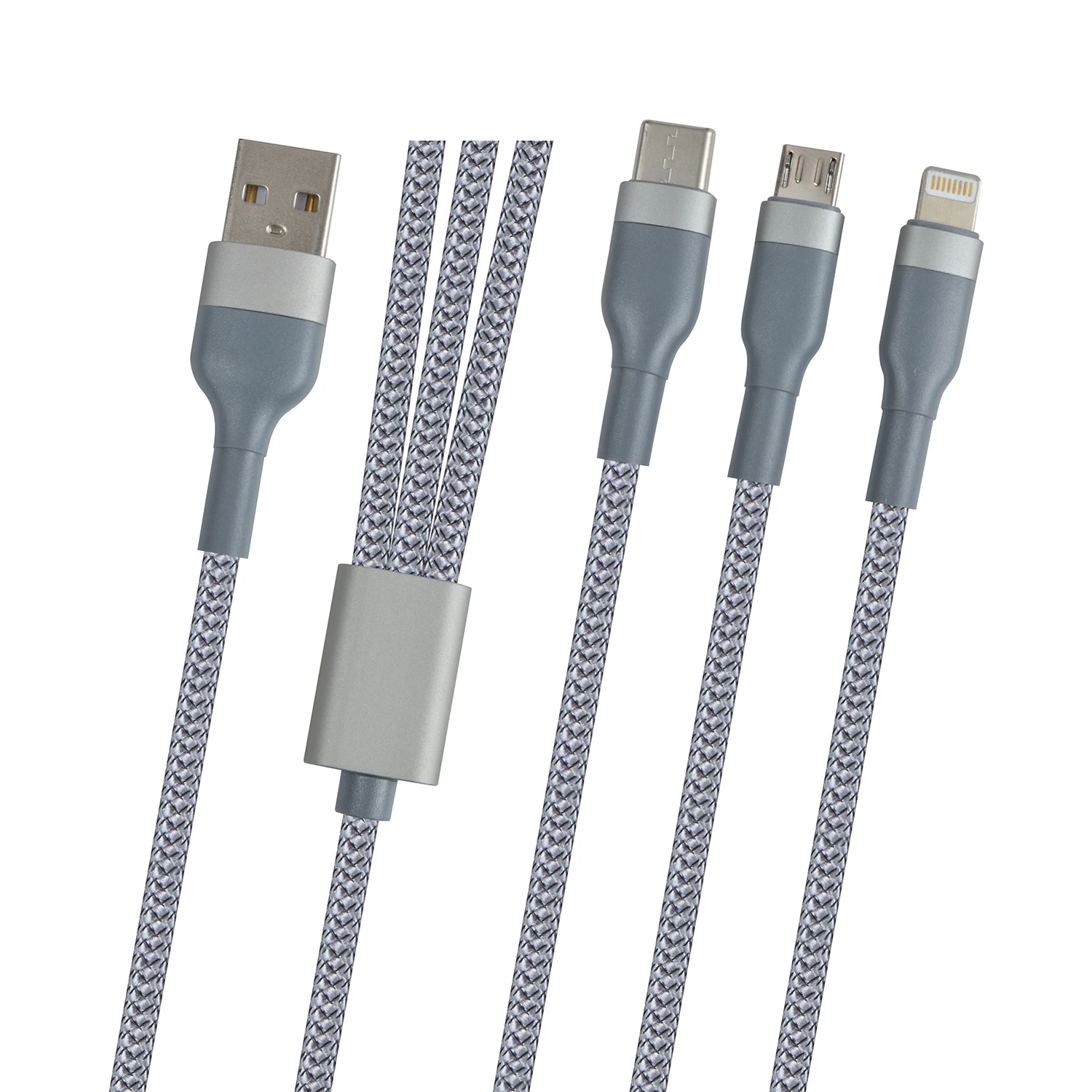 3 в 1 зарядный кабель Type-C Micro USB iOS все в одном для мобильных телефонов iPhone Android сотовых телефонов планшетов 1,2 м оптовая продажа