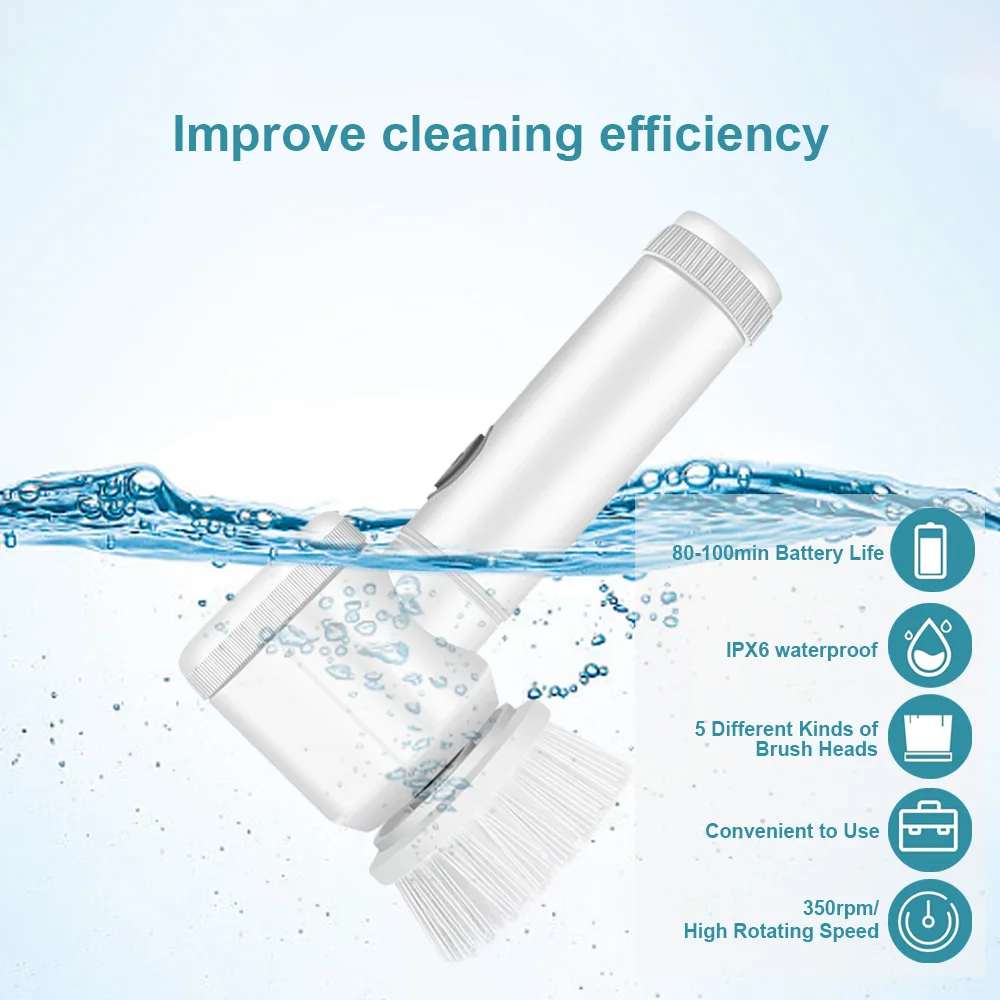 Handheld Cordless Automatic Electric Cleaning Brush Power Scrubber Electric Spin Scrubber Electric Dish Scrubber for Kitchen