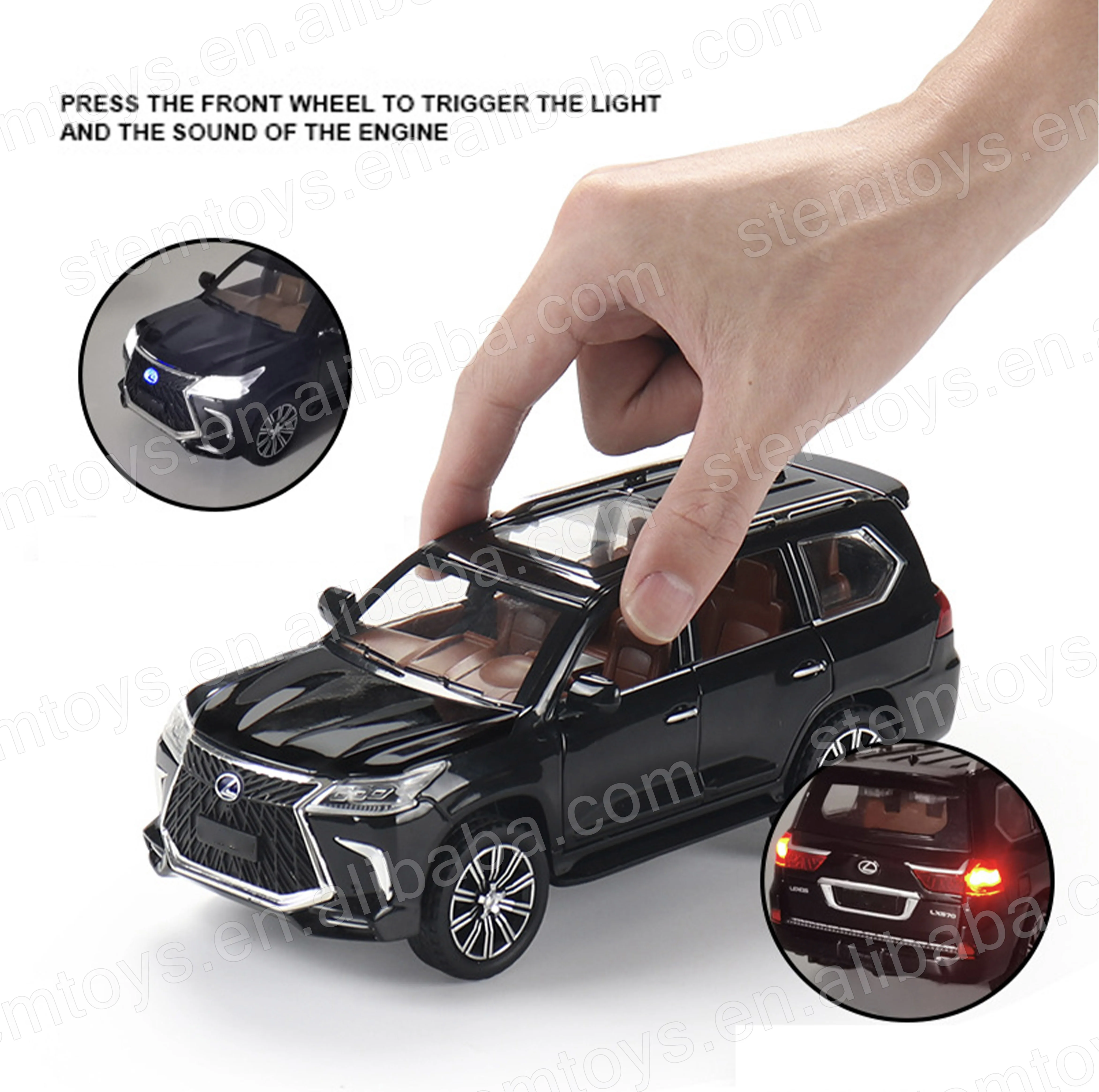 Genuine license 1:24 Lexus LX570 Casting Alloy Car Model mini car Metal pull-back car model with light and sound children