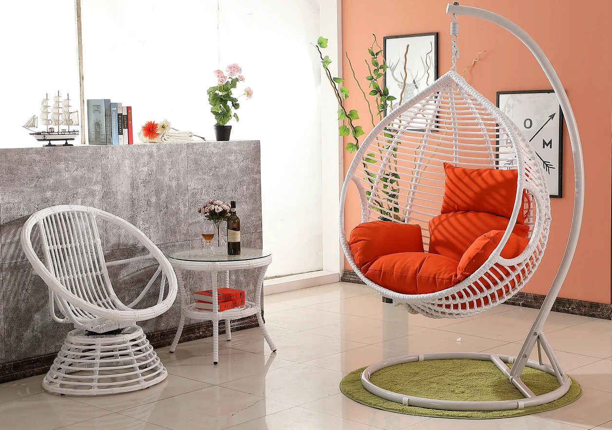 Metal rope swing handing 2 person hammock egg shape shaped chair swing bird egg swing for villa exterior