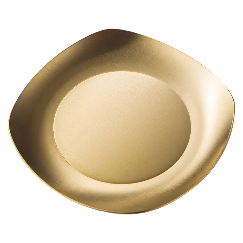 High Quality Home Restaurant Canteen Reusable Stainless Steel Square Plate Chip Serving Dish Snack  Cake  Dessert  Plates