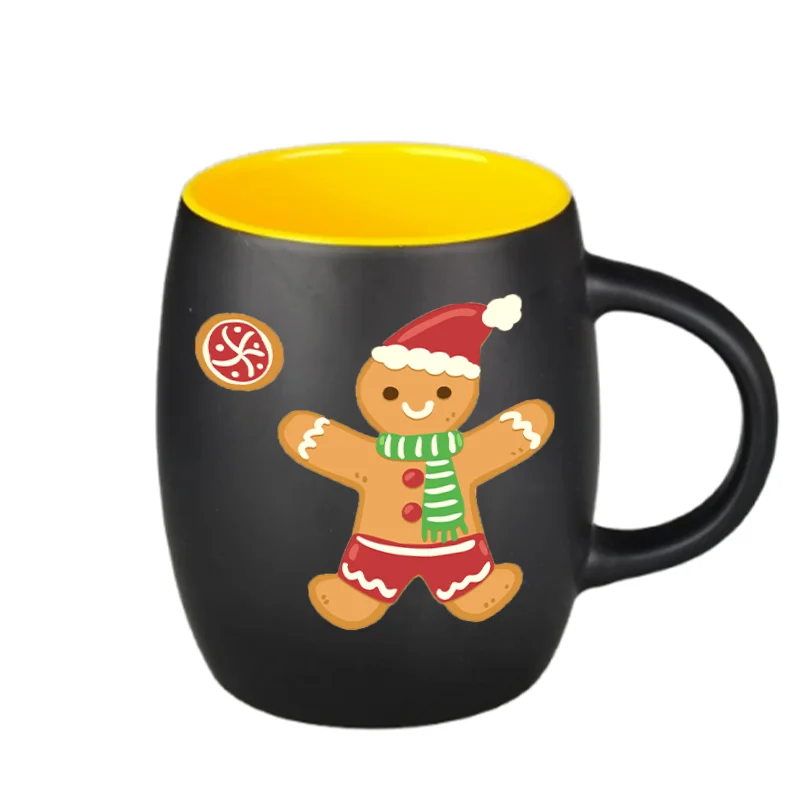 GZYSL Wholesale Large Capacity Stoneware Tea Beer Cup Custom Logo Printed Both Color Glazed Ceramic Coffee Mug Wine Barrel Cup