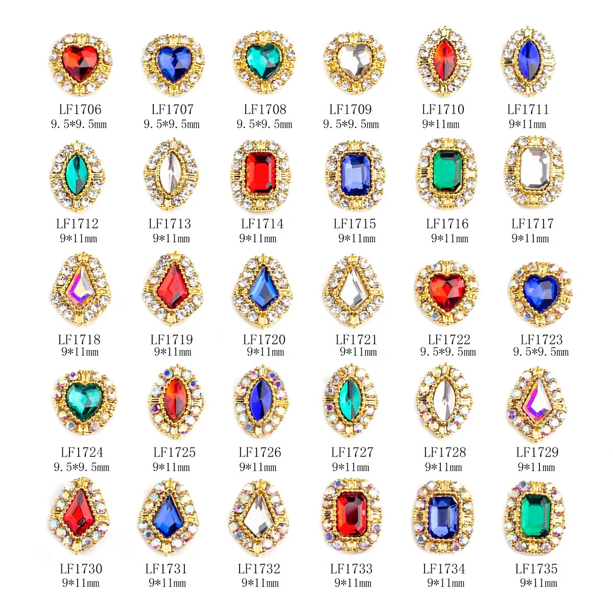 3D Luxury Famous Brand Jewelry Designer Nail Charms Metal Nail Rhinestones Decoration For nail diy