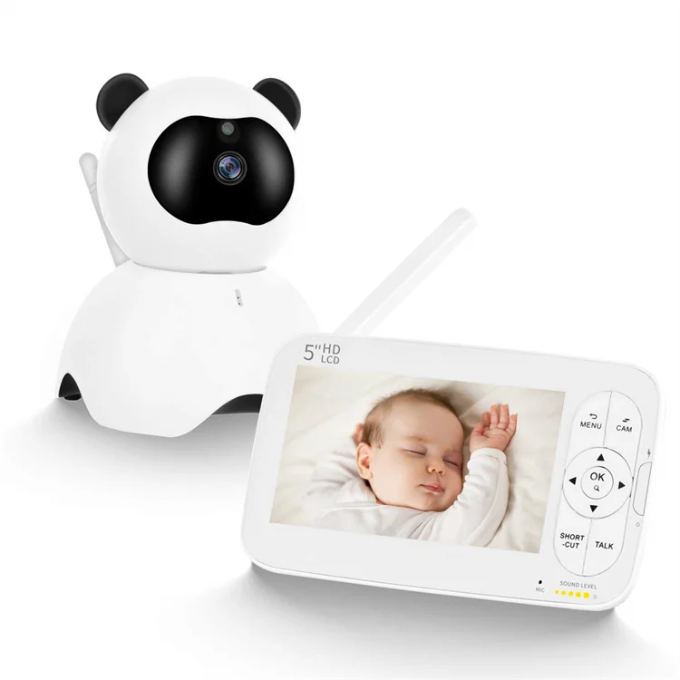 5000mAh Battery Long Range Video Babysitter Night Vision PTZ Digital HD 720P 5 inch Baby Camera Monitor Wireless with Display