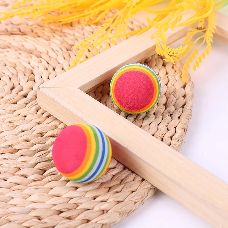 Super Q Striped Foam Ball Cat and Dog Toy Eco-Friendly Plastic and EVA for Play and Playfulness Rainbow Colored Pet Toy