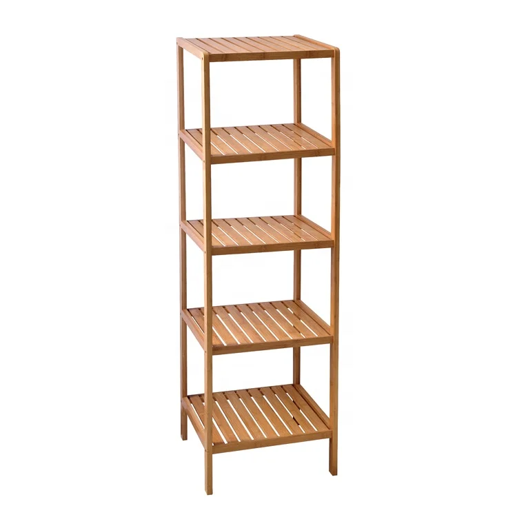 
5-Tier Shelf Multifunctional Storage Rack Shelving,Bathroom Bamboo Ladder Towel Shelf 