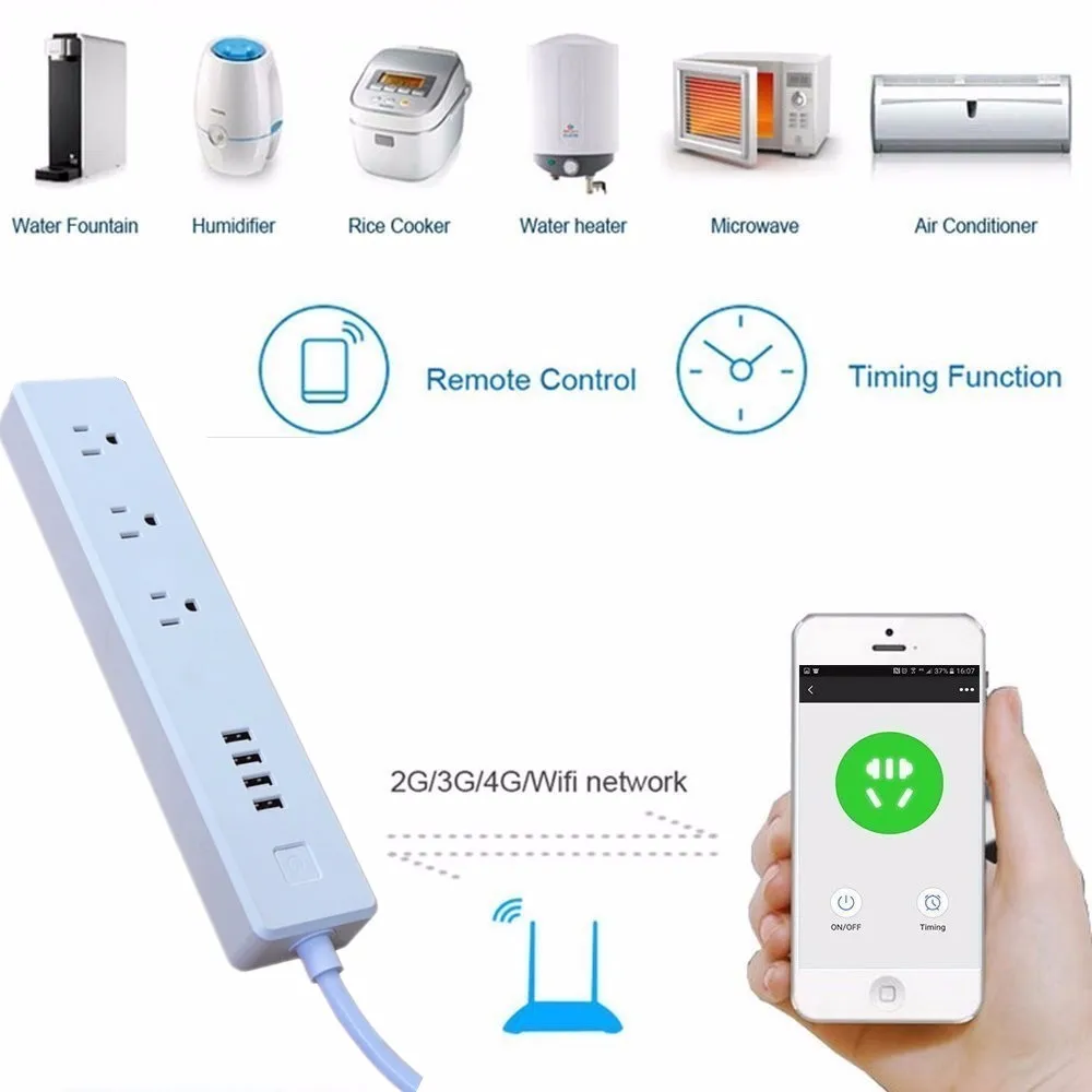 США Великобритании и Европы Smart Plug удлинитель Wi-Fi контроль электрическая розетка сроки сетевой