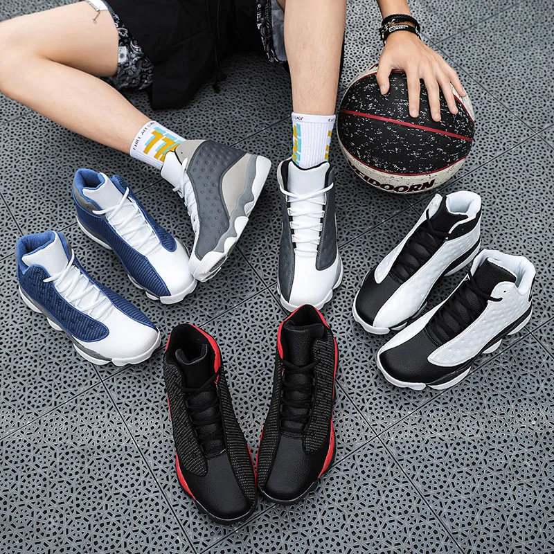 Мужские кроссовки Air Grey белые синие красные 13s с оригинальной коробкой