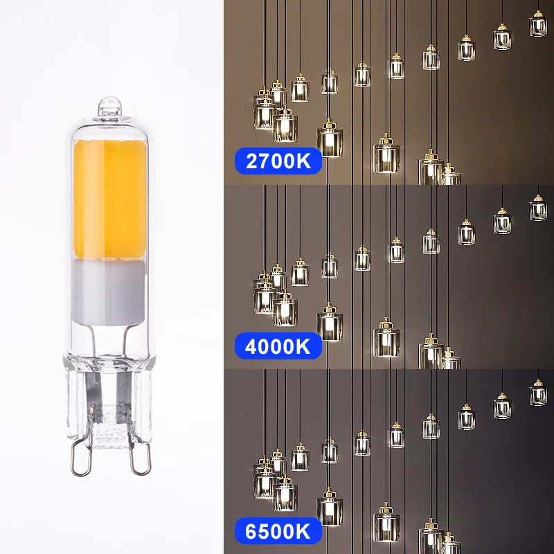Dimmable CCT RA80/90/95 AC/DC12V No Flicker 1-9W SMD/COB G4 G9 Light Bulbs for Chandelier
