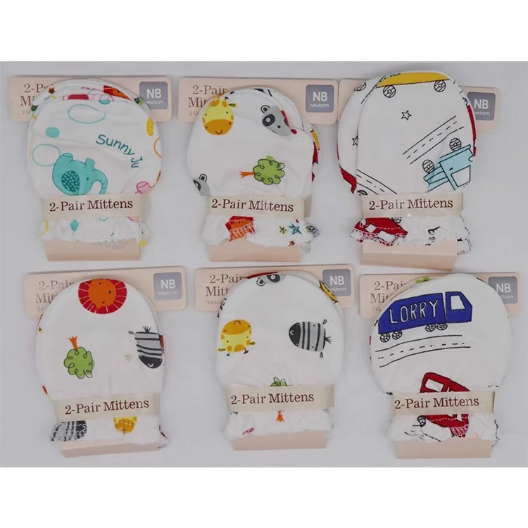 Factory price 24 Pairs Newborn Baby Cotton No Scratch Mittens 0-6 Months Boys Girls infant baby gloves