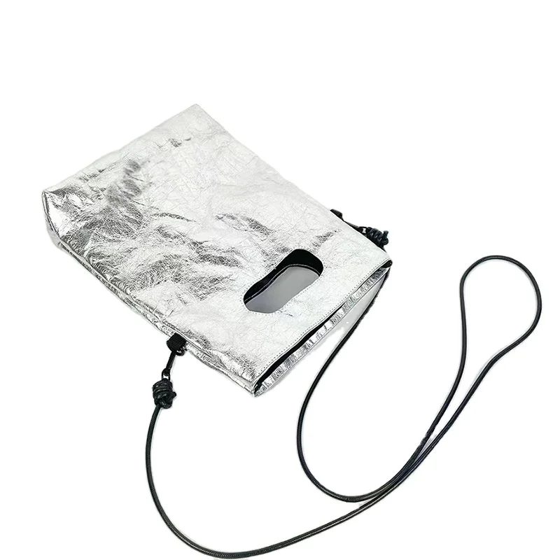 Silver shinning Carrier tyvek paper special tyvek custom shopping dupont paper tote bag with shoulder handle strap