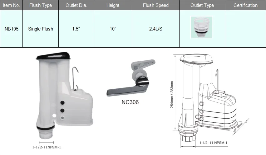 Hot Selling High Quality Syphon Flush Valve Plastic Tank Fitting Flush Valve