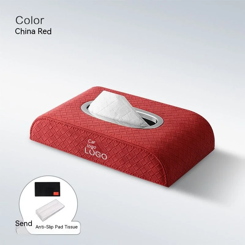 2024 Customizable LOGO Factory Car Accessories Armrest Tissue Holder Napkin Bag None Toxic Car PU Facial Tissue Box Organizer